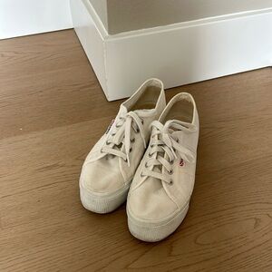 Superga platform, white tennis shoes